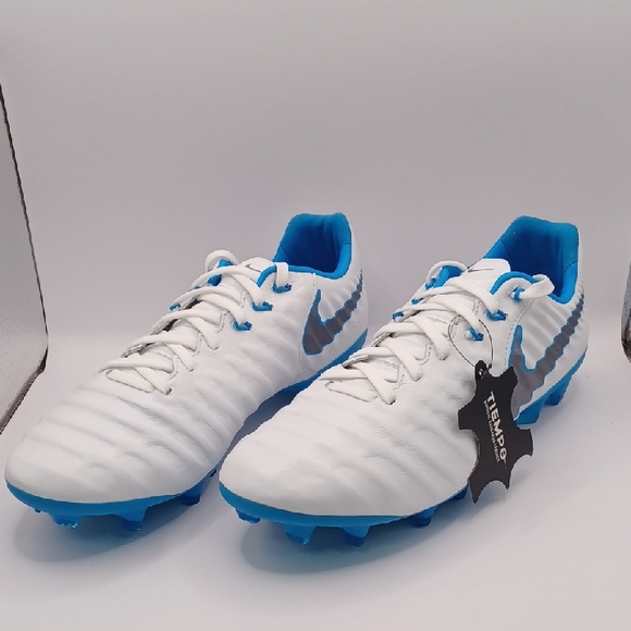 NEW Nike Tiempo Legend 7 Pro FG Soccer Cleat - White/Grey/Blue Size M:8 W:9.5 US - Picture 1 of 14